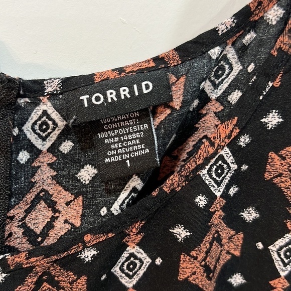 TORRID Shirt Plus Size 1 ALL  Over Print Rayon Lightweight Boho Womens - Picture 2 of 8